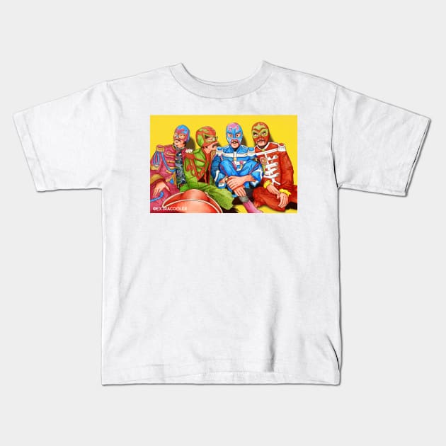 Sgt. Pepper Lucha Hearts Club Band Kids T-Shirt by ExtraCooler